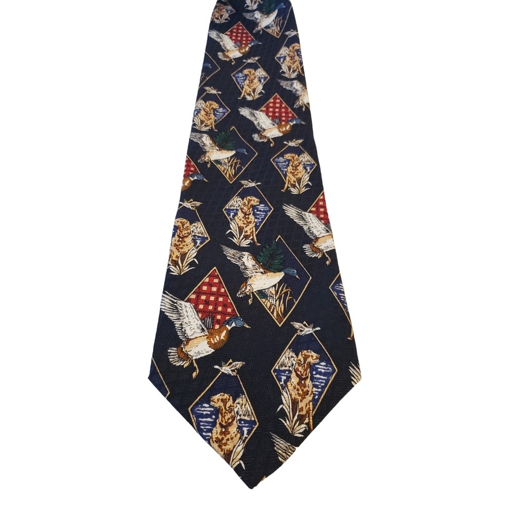 Weekender By Robert Stock NeckTie Multicolor‎ 100% Silk USA Made Ducks Retriver